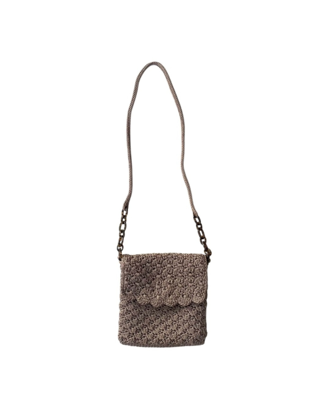 The Sak Crochet Mini Crossbody Bag Taupe Nutmeg